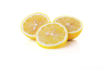 Naklejka na ściany i meble Fresh lemon fruit isolated on white background.