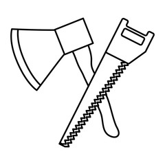 saw and ax tools icon over white background vector illustration