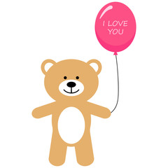 Toy bear with air balloon and text I love you