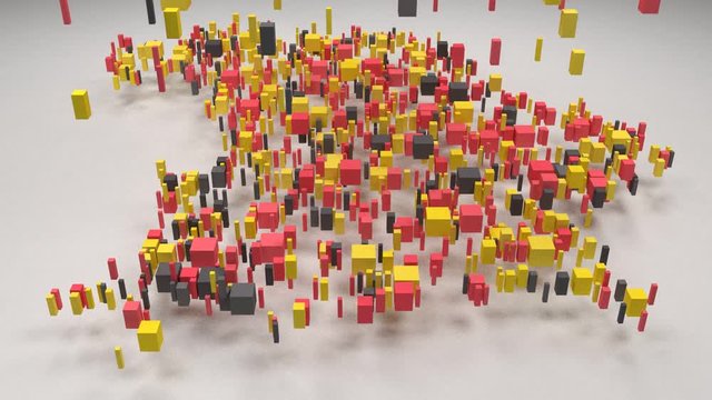 Map of Bavaria - Germany | 3D rain of little bricks