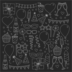 Happy Birthday card template. Kids drawing Children party Wedding party Birthday invitation