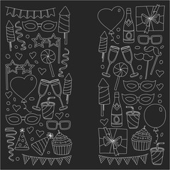 Happy Birthday card template. Kids drawing Children party Wedding party Birthday invitation