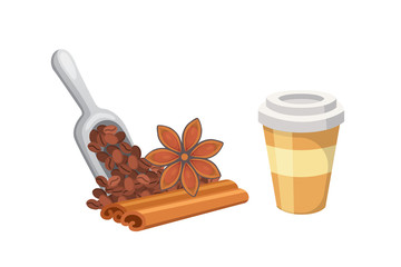 Coffee dessert isolated vector illustration.