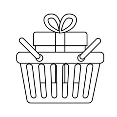 shopping basket with gift box icon over white background vector illustration