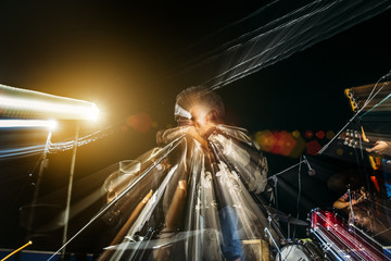 Blues singer plays harmonica