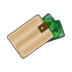 wallet with money icon over white background colorful design vector illustration