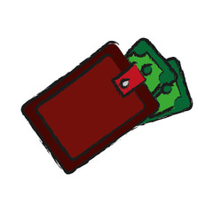 wallet with money icon over white background colorful design vector illustration