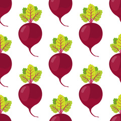 Beetroot seamless pattern. Cartoon flat style. Vegetarian food. Vector illustration