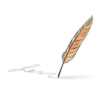 recommend clip art: Feather pen icon. Calligraphy sign.