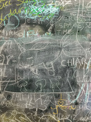 School blackboard with children scribbles