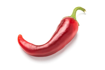 Chili pepper red hot bitter on a white background.
