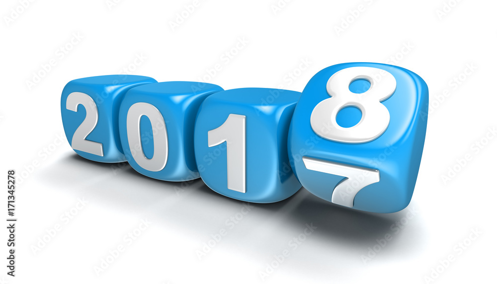 Poster dices with 2018. image with clipping path.
