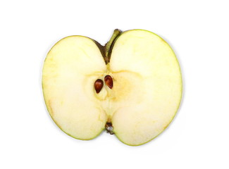 Apple slice isolated on white background