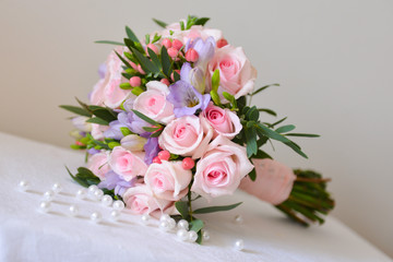 gentle pink bouquet of the bride