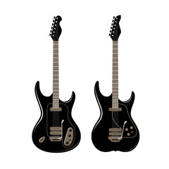 Obraz premium Rock and roll concept. Electric guitar, music festival icon or symbol. Vector illustration