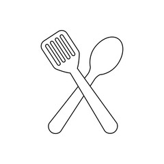 spoon and spatula icon over white background vector illustration