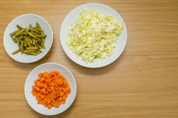 Vegetables prepared for cooking