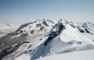 Fototapeta na wymiar Scenic Breithorn mountain in Penine Alps above Zermatt, Switzerland