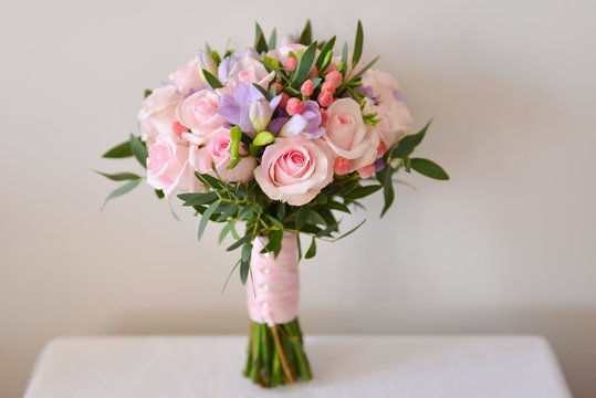 gentle pink bouquet of the bride