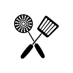 skimmer and spatula icon over white background vector illustration