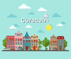 Curacao island vector illustration. Flat design