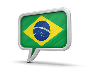 Speech bubble with Brazilian flag. Image with clipping path