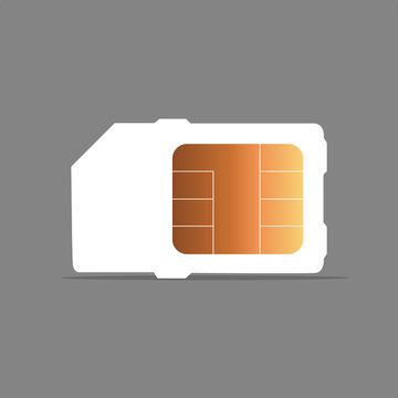 Vector Mobile Cellular Phone Sim Card Chip Isolated on grey background