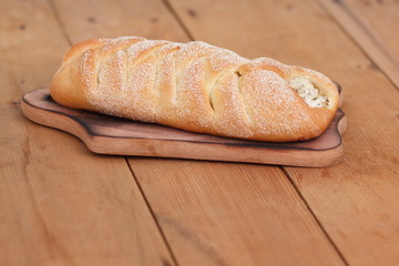 Greek pie with cottage cheese only from the bakery in retro style