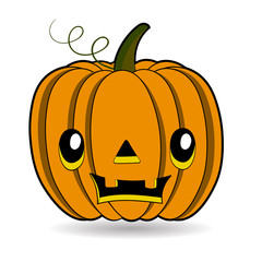 Halloween Jack. A large pumpkin with eyes and smile on white background