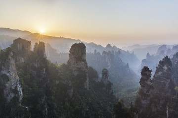 Wulingyuan national park at sunrise