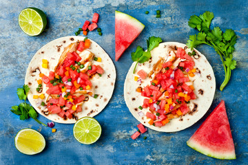 Mexican grilled chicken tacos with watermelon salsa © sveta_zarzamora