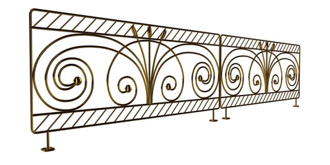 3d rendering of a golden stair rail isolated on a white background
