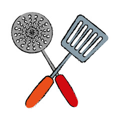 skimmer and spatula icon over white background vector illustration