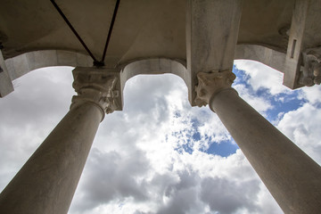 View of inside of the leaning tower in Pisa, Tuscany, Italy