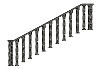 3d rendering of a metalic front view stairs rails isolated on a white background