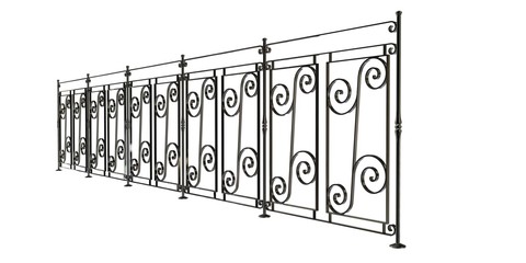 3d rendering of a metalic stair rail isolated on a white background