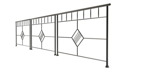 3d rendering of a metalic stair rail isolated on a white background