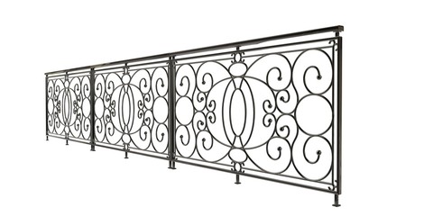 3d rendering of a metalic stair rail isolated on a white background