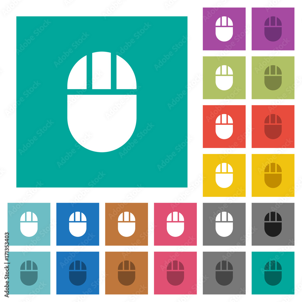 Poster three buttoned computer mouse square flat multi colored icons
