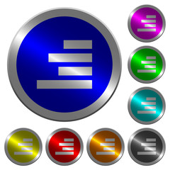 Text align right luminous coin-like round color buttons