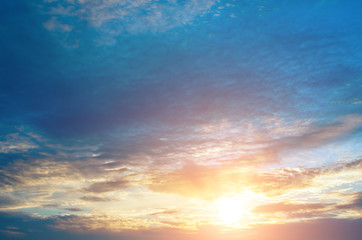 A bright dawn among the cirrus clouds.