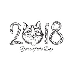 Merry Christmas and Happy New Year card, fir branches, decorative baubles, vector illustration