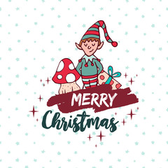 Christmas cute santa helper elf holiday cartoon