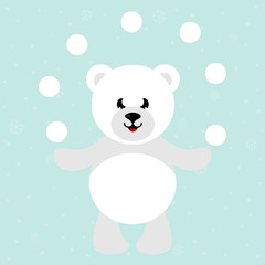 cartoon white bear with snowball