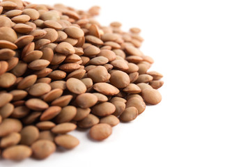 Raw lentils and rice with chilli pepper.