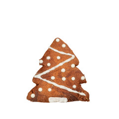 christmas tree gingerbread isolated on a white background