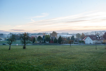 Obraz premium Horgenzell morgens im Nebel