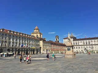 Torino, piazza Castello e Palazzo Reale - obrazy, fototapety, plakaty
