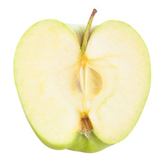 sliced green apple path isolated