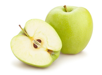 sliced green apple path isolated